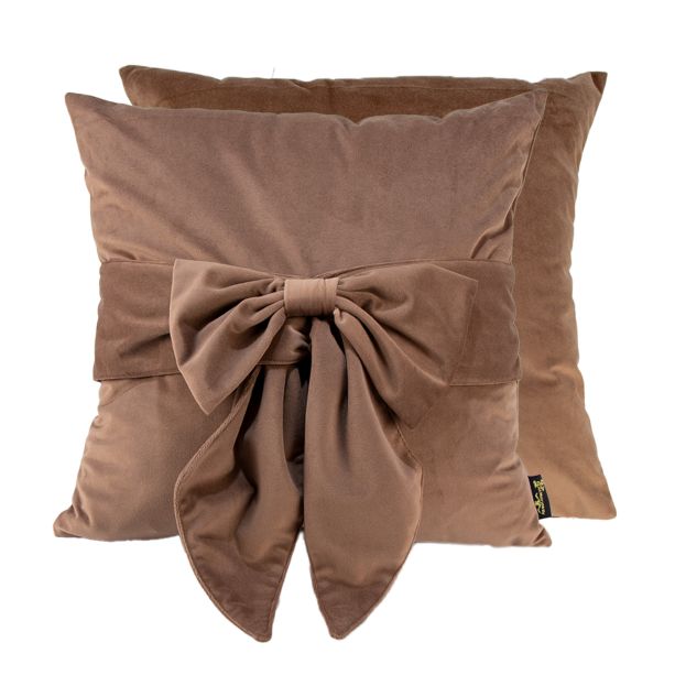 Velv Cushion With Bow Taupe by Malini | Style Our Home