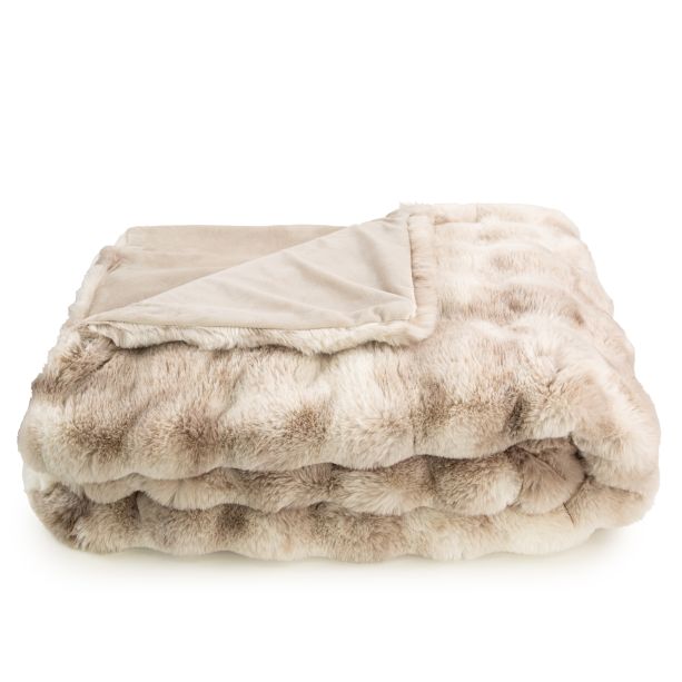 Luxury Natural Textured Faux Fur Throw by Malini | Style Our Home