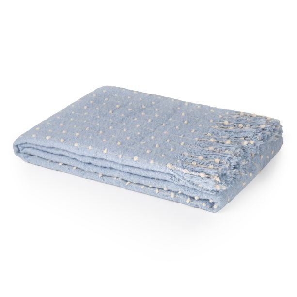 Blue Raise Dot Line Throw On Faux Mohair by Malini | Style Our Home