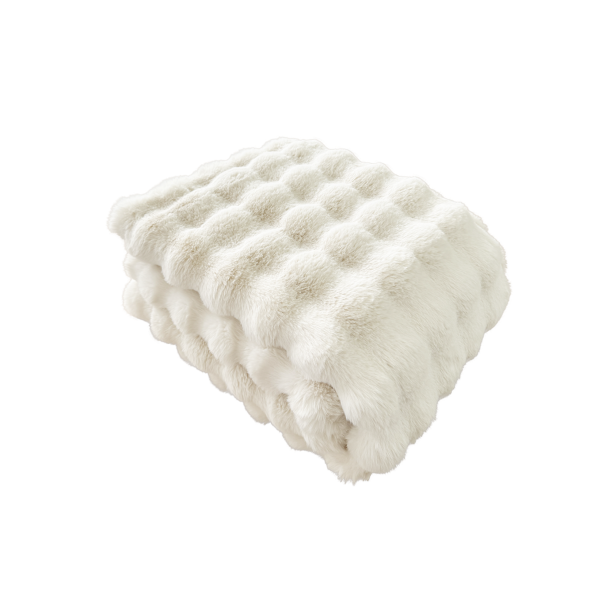 Soft Squaretextured Throw In Faux Rabbit Nat by Malini | Style Our Home