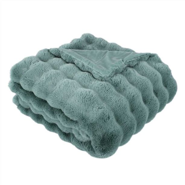 Soft Bubble Thr In Faux Raffles Rabbit Seafoam by Malini | Style Our Home