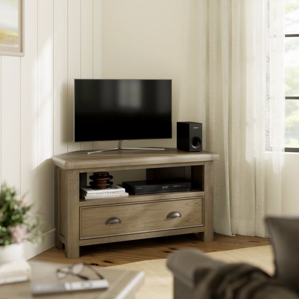 Sartene Oak Corner Tv Cabinet by Hertiance Furniture | Style Our Home