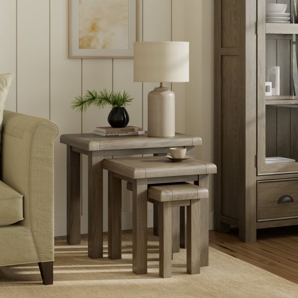 Sartene Oak Nest Of 3 Tables by Hertiance Furniture | Style Our Home