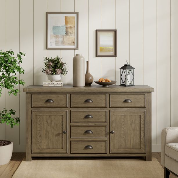Sartene Oak Large 6 Drawer / 2 Door Large Sideboard by Hertiance Furniture | Style Our Home