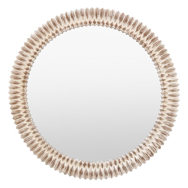 Emery Whitewash Round Mirror by Gallery Living | Style Our Home