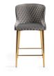 Upholstered Grey Velvet Diamond Bar Stool with Gold Frame (Pair)