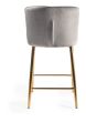 Upholstered Grey Velvet Diamond Bar Stool with Gold Frame (Pair)