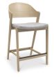 Vega Scandi Oak Bar Stool - Grey Fabric (Single) by Bentley Designs | Style Our Home