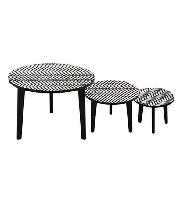 Round Lamp Table Mono Inlay Print - Large by Monologue | Style Our Home