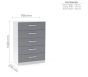 Lynx White Grey 5 Drawer Chest