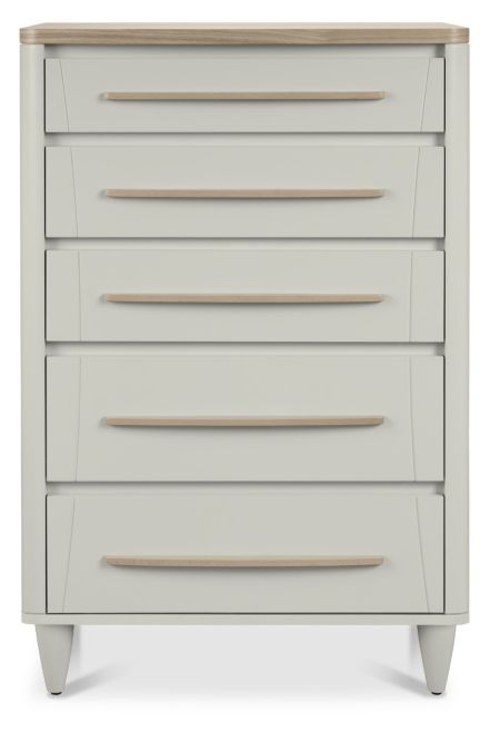 Larsen Scandi Oak & Soft Grey 5 Drawer Chestby Bentley Designs | Style Our Home