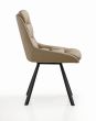 Monteley Cream Leather Effect Swivel Dining Chair – Black Metal Tapered Legs (2pk)