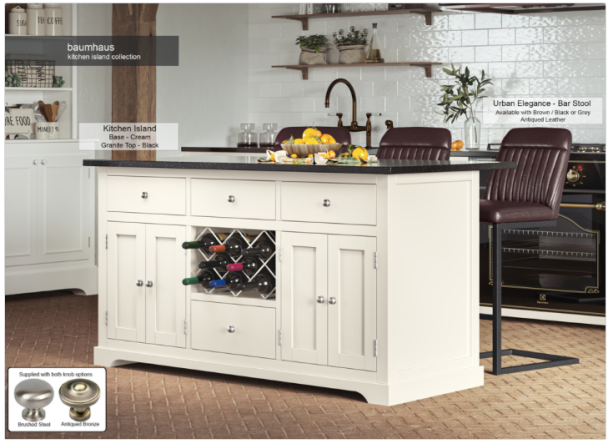 Cream Kitchen Island With Black Granite Worktop By Baumhaus Furniture | Style Our Home