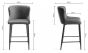 Upholstered Dark Grey Diamond Bar Stool with Black Frame (Pair)