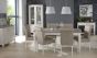 Montreux Grey Washed Oak & Soft Grey 6-8 Seater Table & 6 Upholstered Chairs in Grey Bonded Leather by Bentley Designs | Style Our Home