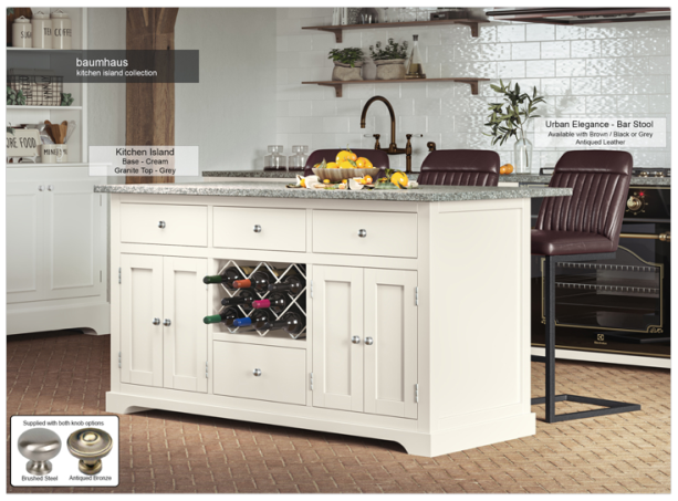 Cream Kitchen Island With Grey Granite Worktop By Baumhaus Furniture | Style Our Home