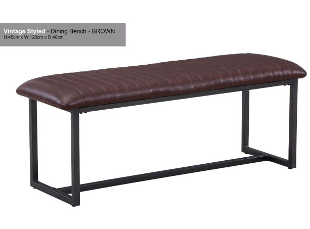 Antiqued Brown Leather Dining Bench | Style Our Home
