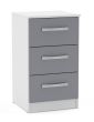 Lynx White Grey 3 Drawer Bedside