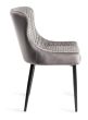 Upholstered Grey Velvet Diamond Chair with Black Frame (Pair)