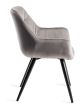 Upholstered Grey Velvet Arm Chair with Black Frame (Pair)