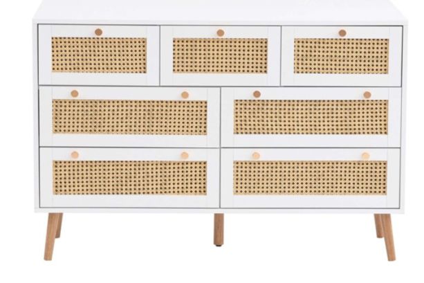 Croxley 7 Drawer Rattan Chest White by Birlea | Style Our Home