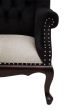 Calvora Black Textured Armchair with Tufted Back