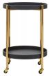 Cardivon Two Tier Black Faux Shagreen Tray Table Trolley by Prestige Designs | Style Our Home