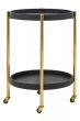 Cardivon Two Tier Black Faux Shagreen Tray Table Trolley