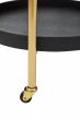 Cardivon Two Tier Black Faux Shagreen Tray Table Trolley