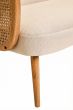 Cevora Ivory Fabric and Cane 2 Seat Sofa with Elm Wood Legs