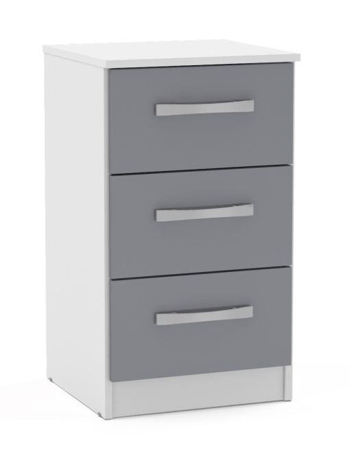 Lynx White Grey 3 Drawer Bedside