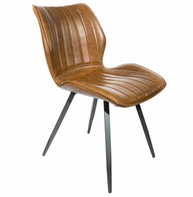 Alfa Bounce Dining Chair Vegan Leather Tan (Set of 2) by Monologue | Style Our Home