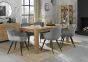 Turin Light Oak Large 6-8 Seater Table & 6 Dali Grey Velvet Chairs by Bentley Designs | Style Our Home