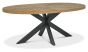 Ellipse Rustic Oak 6 Seater Table & 6 Cezanne Dark Grey Faux Leather Chairs - Black Legs by Bentley Designs | Style Our Home