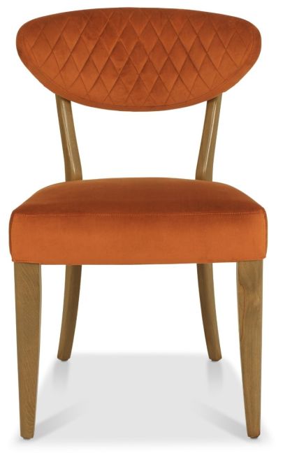 Ellipse Rustic Oak Upholstered Chair - Rust Velvet Fabric (Pair) by Bentley Designs | Style Our Home