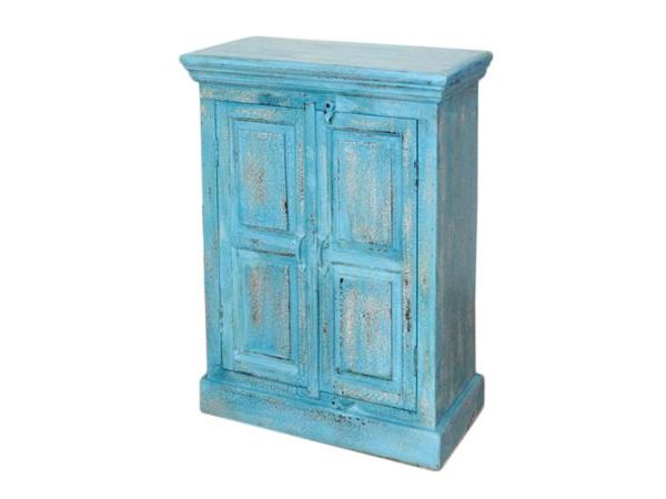 Florence Meadows Hand Painted Blue Crack Finish 2 Door Cabinet