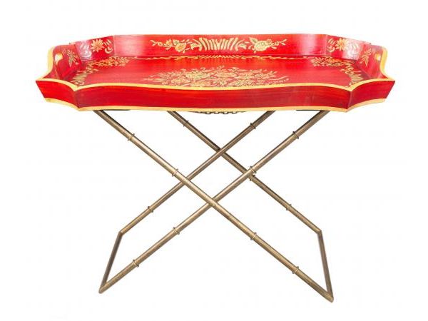 Red Floral Design Tray on Stand by Quirky Barn | Style Our Home