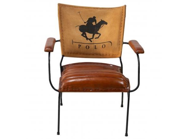 Metal Frame Chair with Padded Brown Seat & Armrest by Quirky Barn | Style Our Home