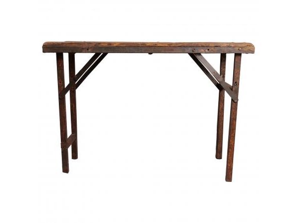 Iron Folding Table with Wooden Top - W106 x D53 x H75cm by Quirky Barn | Style Our Home