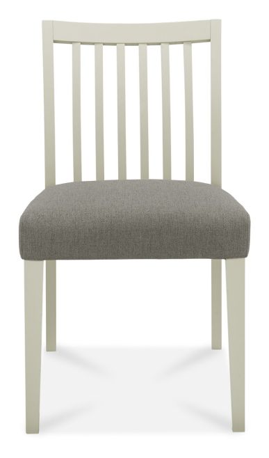 Bergen Grey Washed Oak 2-4 Seater Table & 2 Low Slat Back Chairs in Titanium Fabric by Bentley Designs | Style Our Home