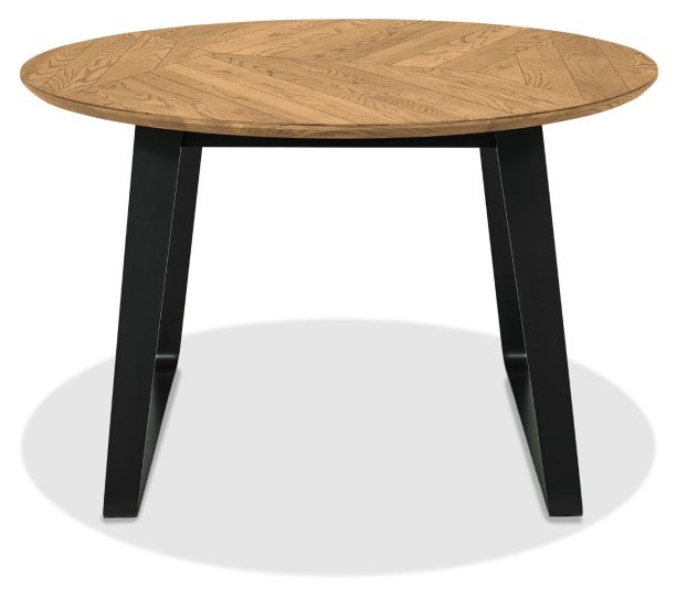 Emerson Rustic Oak & Peppercorn 4 Seater Circular Dining Table by Bentley Designs | Style Our Home
