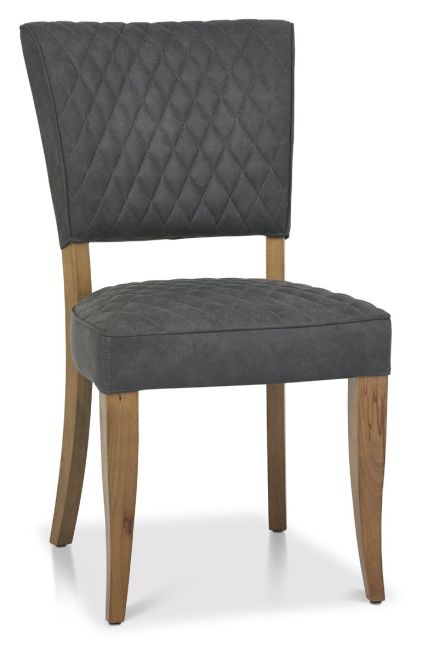Logan Rustic Oak Upholstered Chair - Dark Grey Fabric (Pair) by Bentley Designs | Style Our Home