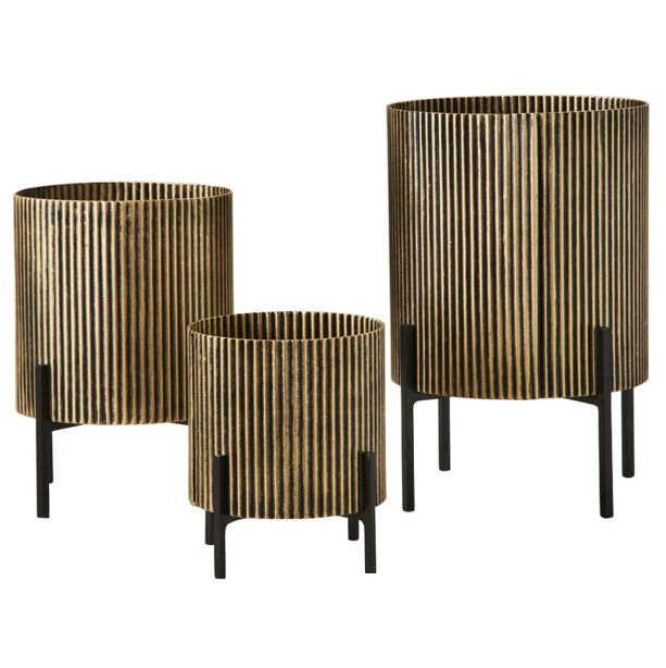 Belvedere Aged Gold Set of 3 Table Planters by Libra Designs | Style Our Home