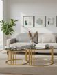 Alvora Set of 2 Gold Base and Glass Top Round Nesting Coffee Tables