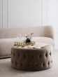 Halexa Mink Velvet Round Tufted Footstool