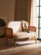 Cevora Ivory Fabric and Cane 2 Seat Sofa with Elm Wood Legs