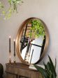 Ozar Brass Textured Round Mirror 100cm