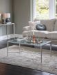 Laura Ashley Aria Etched Glass Distressed White Iron Coffee Table by Libra Designs | Style Our Home

