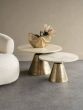 Clifton II Antique Brass and Light Travertine Coffee Table Large 75cm


