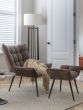 Christine Occasional Chair with Footstool in Brown Velour